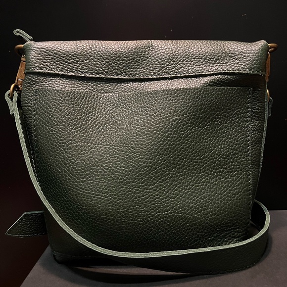 New Calma Forrest Green Pebbled Leather Purse Handmade in Spain NWOT - Picture 11 of 13